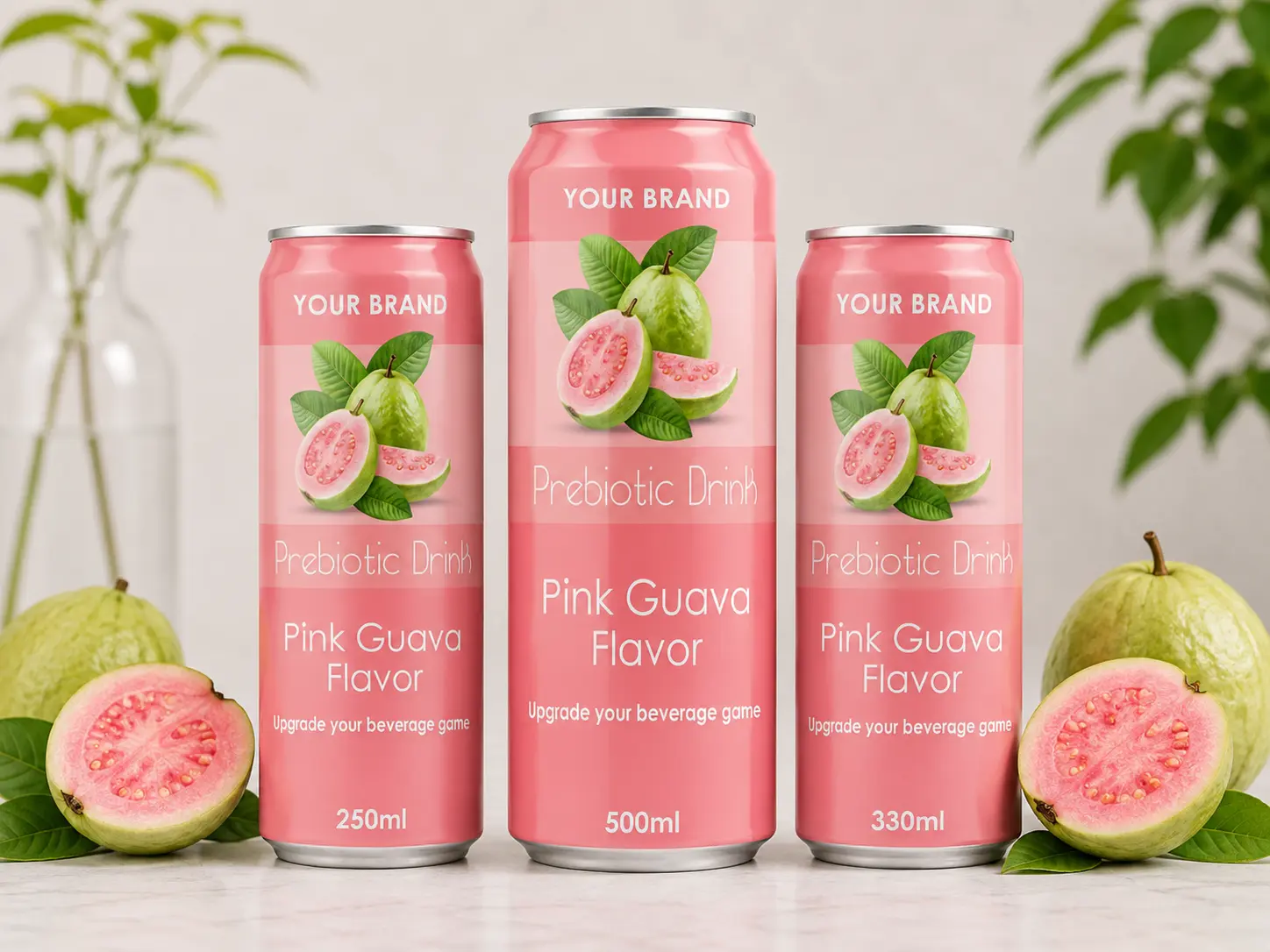 PREBIOTIC DRINK Pink Guava Flavor 250ml, 330ml and 500ml cans